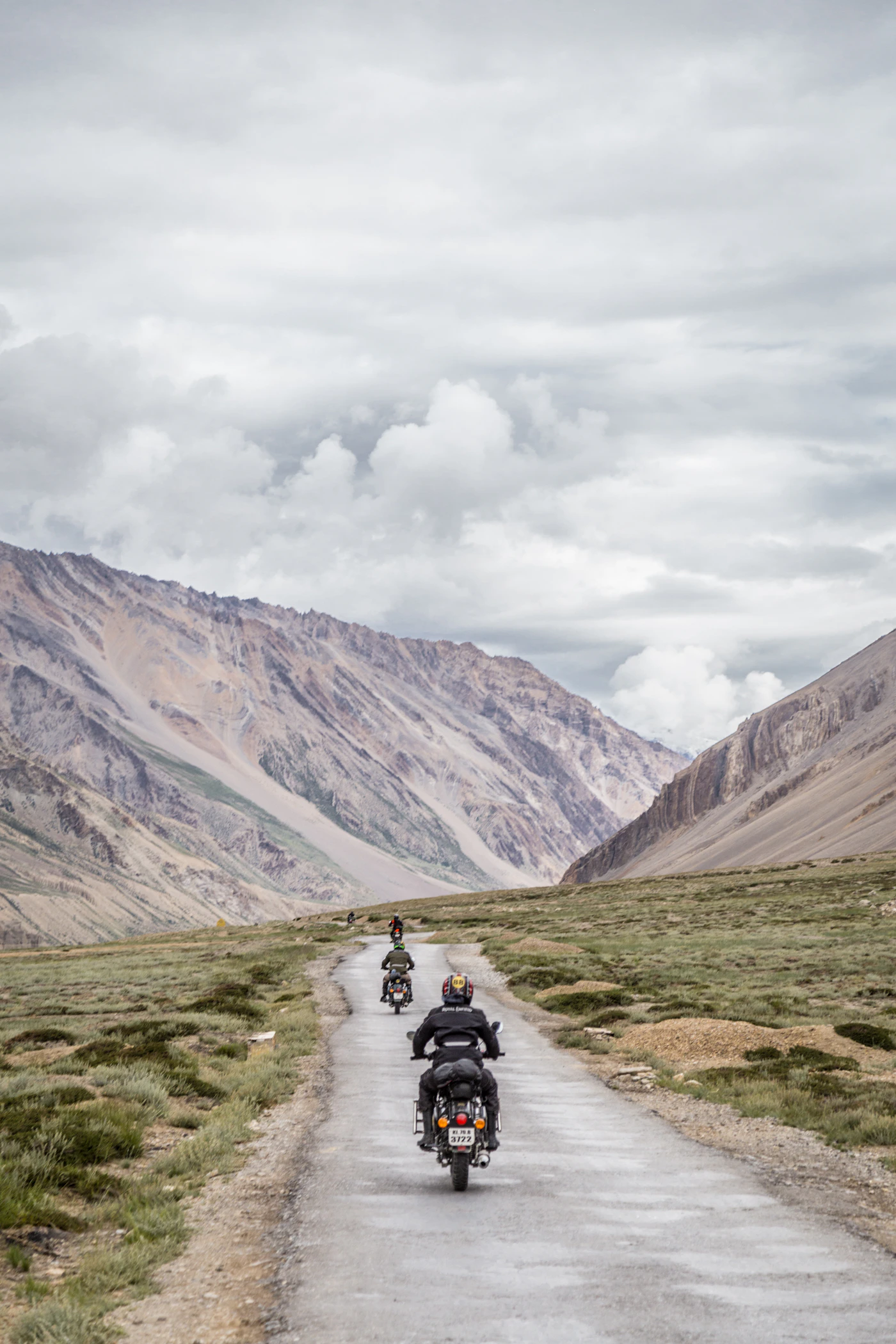 Motorcyclists on a mountain road, photographed by Royal Enfield